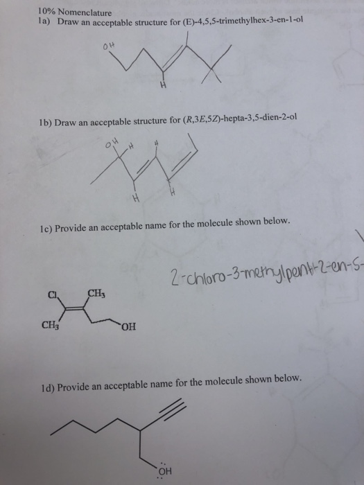 Solved 100% Nomenclature la) Draw an acceptable structure | Chegg.com