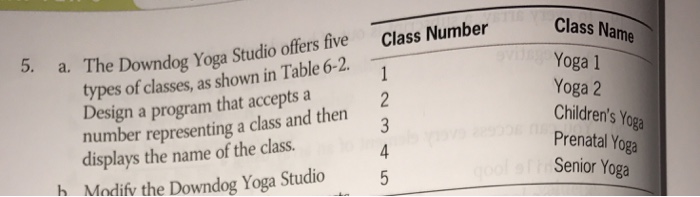 Solved The Downdog Yoga Studio offers five types of classes, | Chegg.com