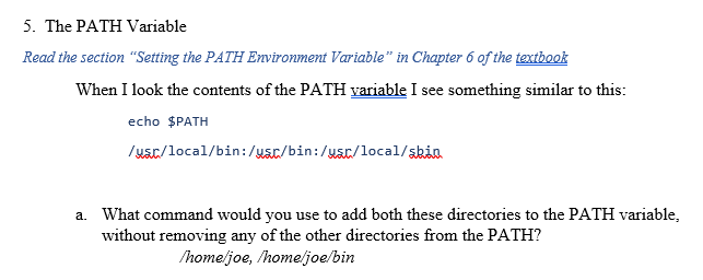 Solved When I look the contents of the PATH variable I see | Chegg.com