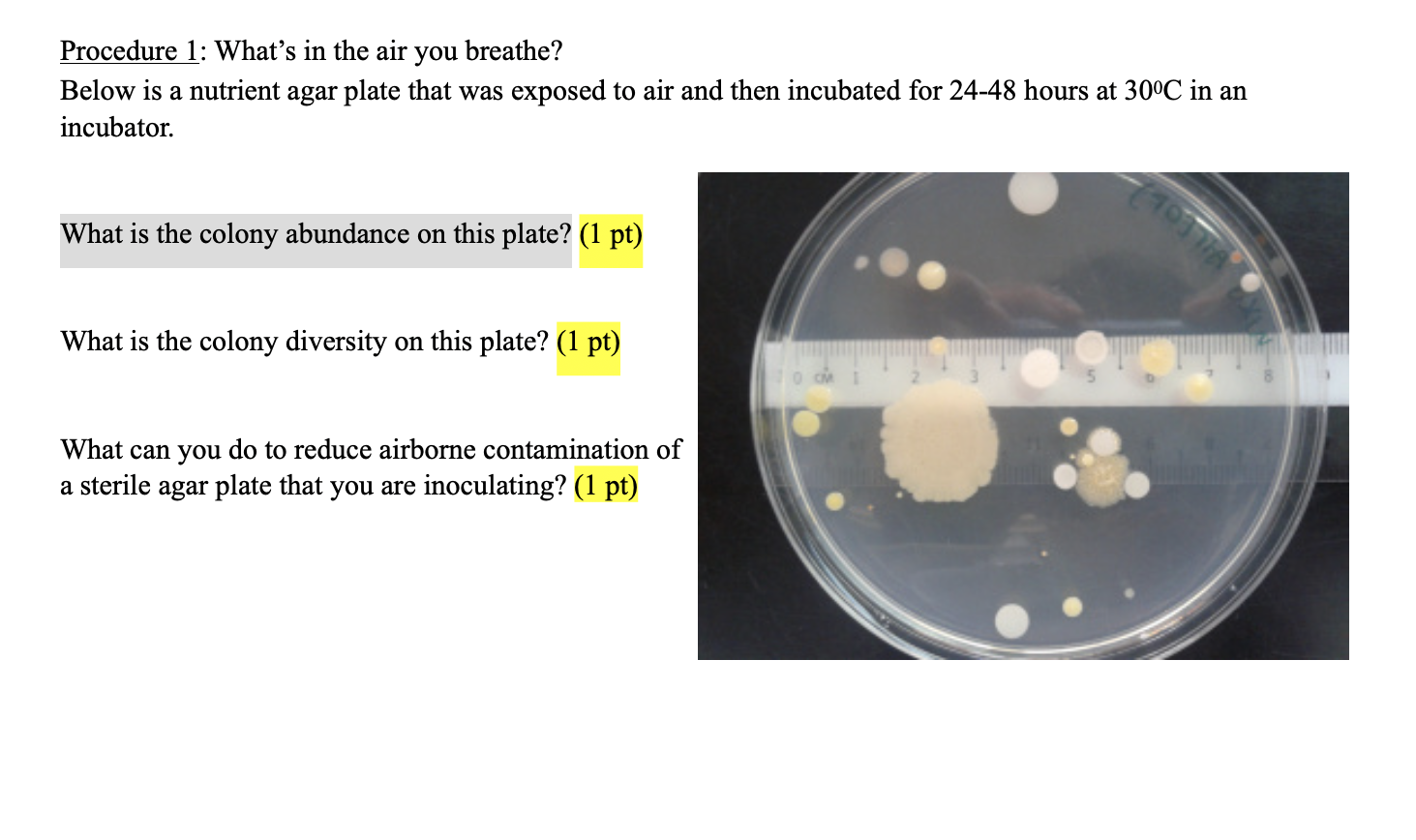 Solved Test 1 Inoculation Of A Nutrient Agar Plate Using, 46 OFF