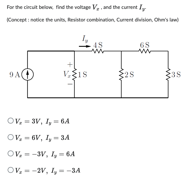 Solved For The Circuit Below, Find The Voltage Vx, And The | Chegg.com