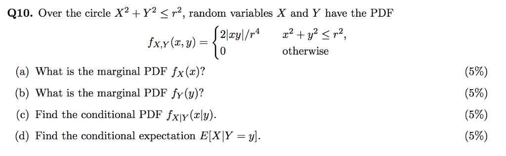 Solved Q10. Over The Circle X2 +Y2