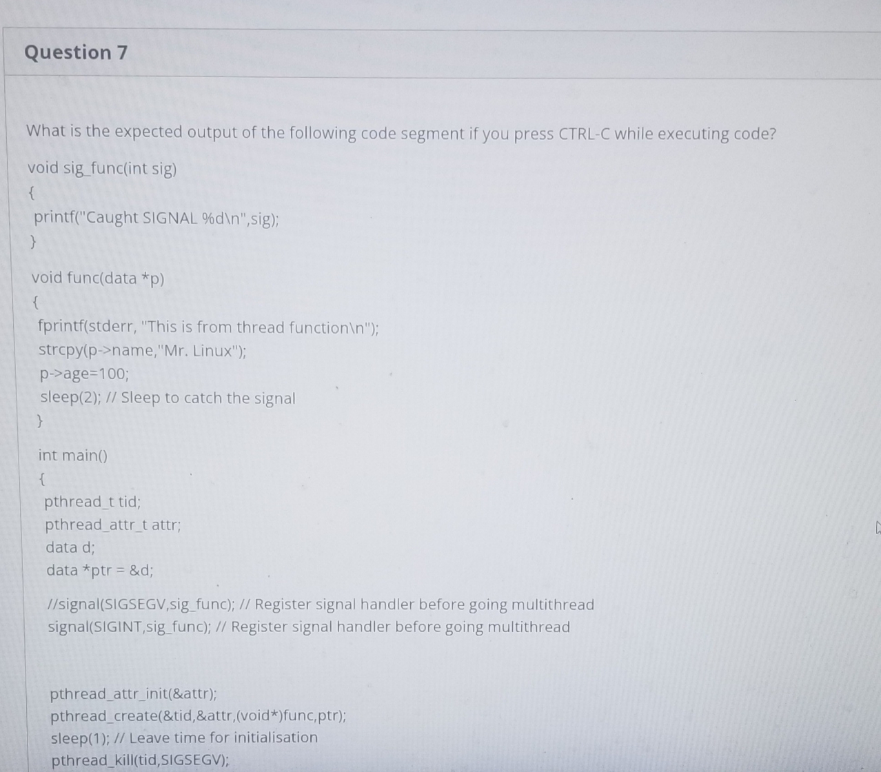 Solved What is the expected output of the following code | Chegg.com
