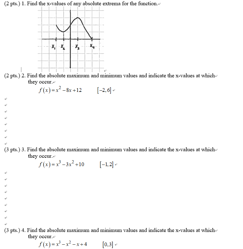 Solved 2 Pts 1 Find The X values Of Any Absolute Extrema Chegg