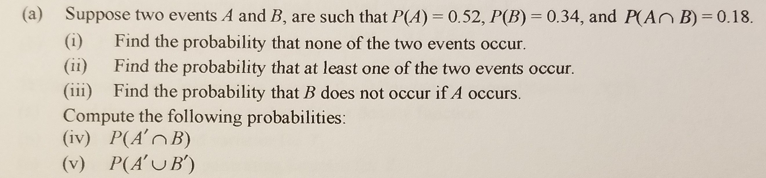 Solved Suppose Two Events A And B, Are Such That P(A) = | Chegg.com