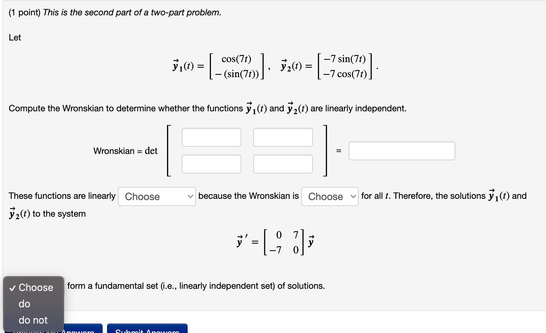 Solved (1 point) This is the second part of a two-part | Chegg.com