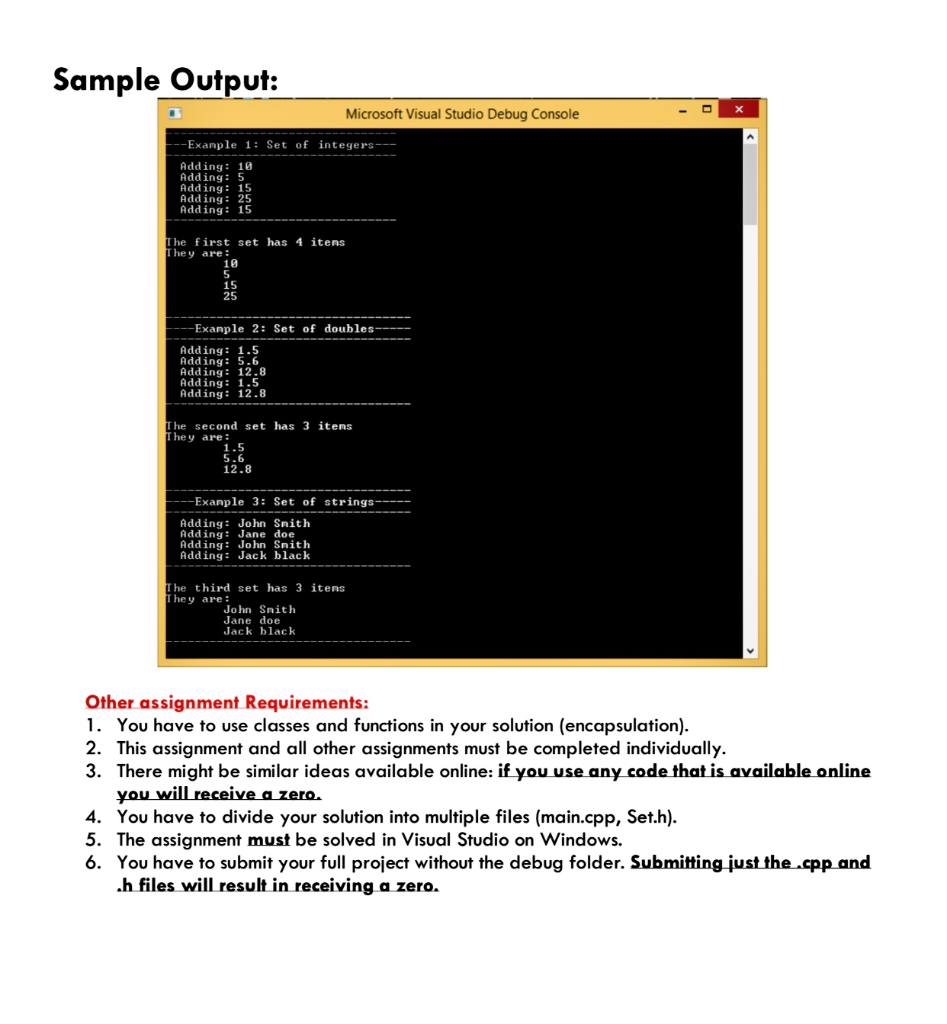 Solved Write a program in C++ that uses a class template to | Chegg.com