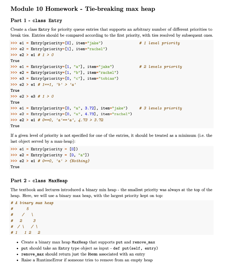Solved Please provide code in python for class entry and | Chegg.com