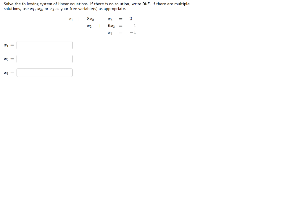 Solved Solve The Following System Of Linear Equations. If | Chegg.com