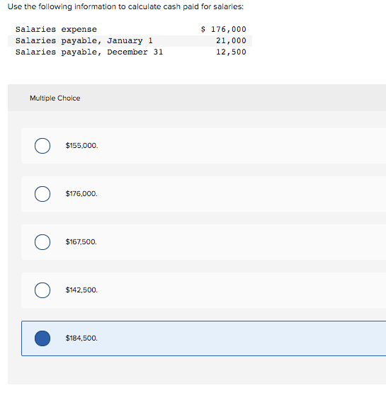 Solved Use The Following Information To Calculate Cash Paid | Chegg.com