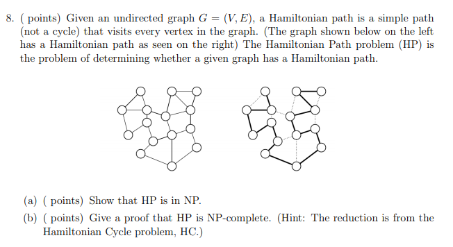 Solved 8. ( Points) Given An Undirected Graph G = (V, E), A | Chegg.com