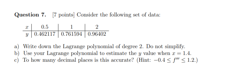 Solved Question 7. [7 points] Consider the following set of | Chegg.com