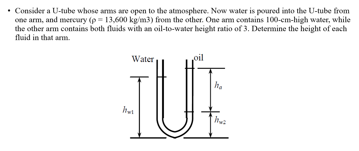 - Consider a U-tube whose arms are open to the | Chegg.com