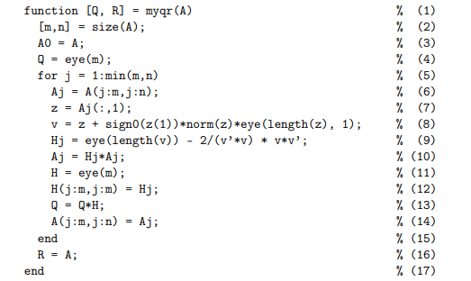 The Function Myqr Calculates The Qr Decomposition Chegg Com