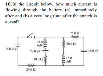 Solved 10. In the circuit below, how much current is flowing | Chegg.com