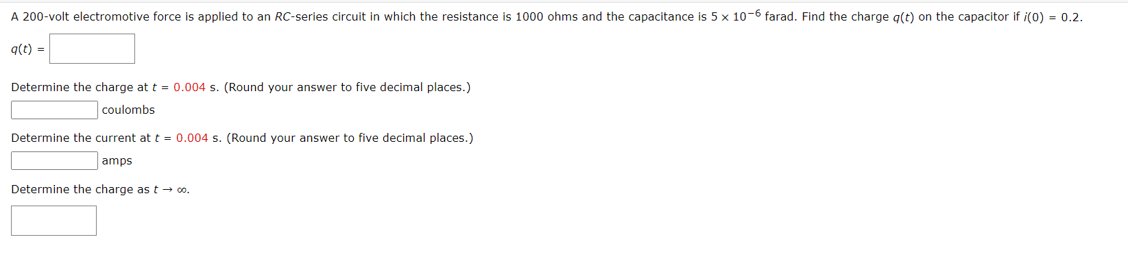 Solved A 200-volt electromotive force is applied to an | Chegg.com