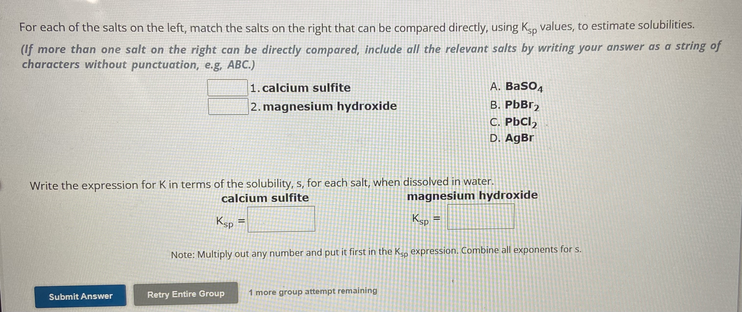 Solved For each of the salts on the left, match the salts on | Chegg.com