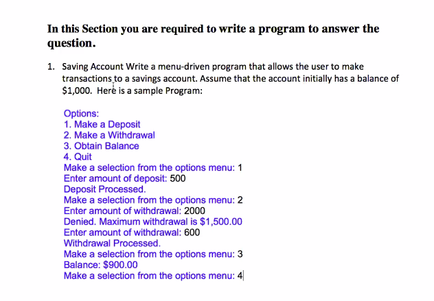 Solved In this Section you are required to write a program | Chegg.com
