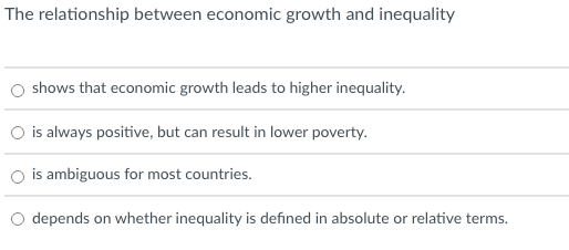 Solved The Relationship Between Economic Growth And | Chegg.com