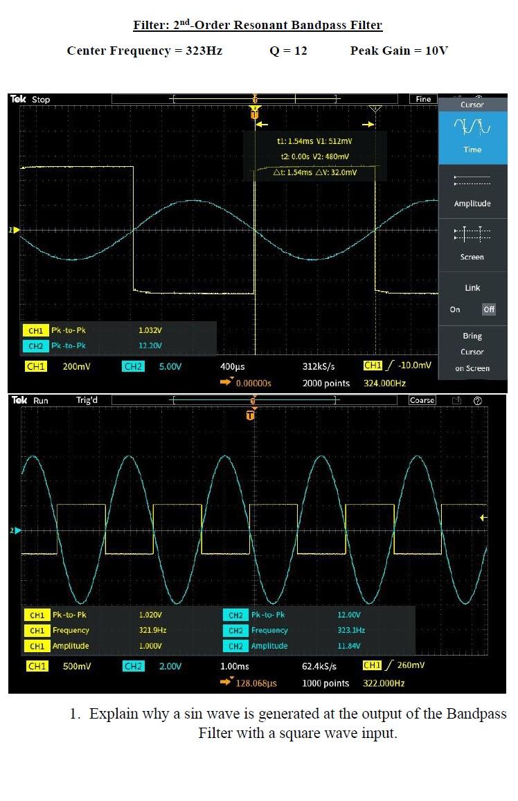 Solved Filter 2nd Order Resonant Bandpass Filter Center