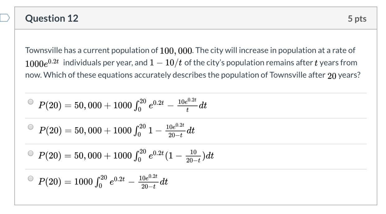 Solved Question 12 5 pts Townsville has a current population