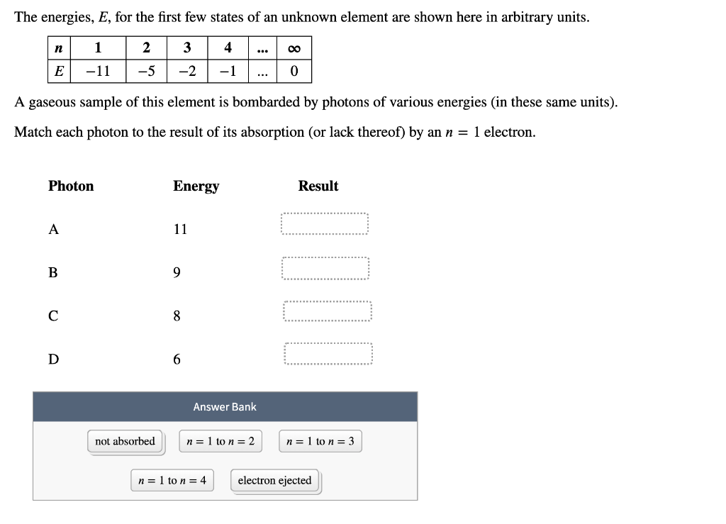 Solved The energies, E, for the first few states of an | Chegg.com