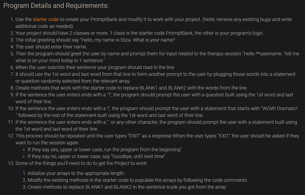 Solved This is the assignment I was given I have two | Chegg.com