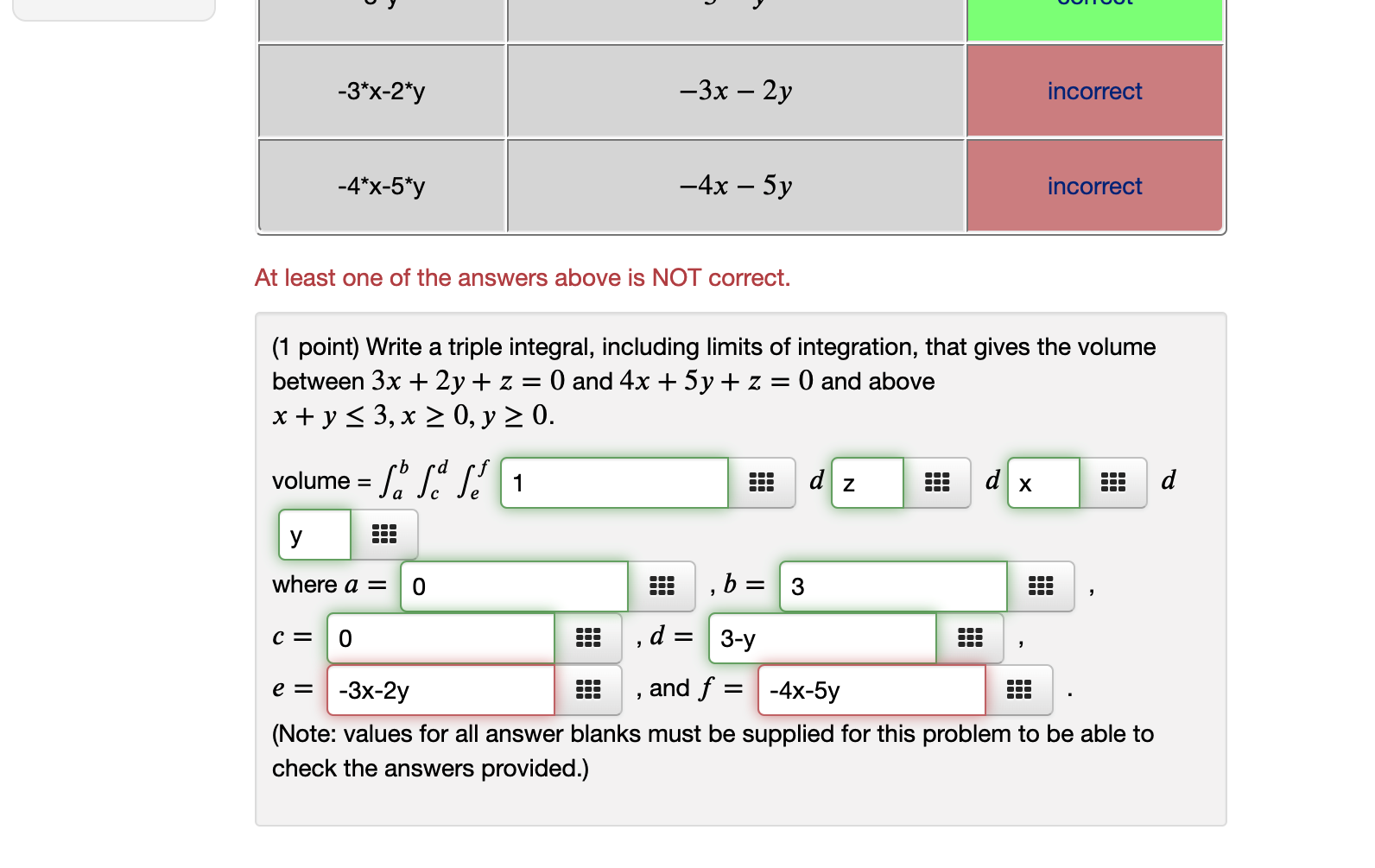 Solved -3*x-2*y -3x – 2y incorrect -4*x-5*y -4x – 5y | Chegg.com