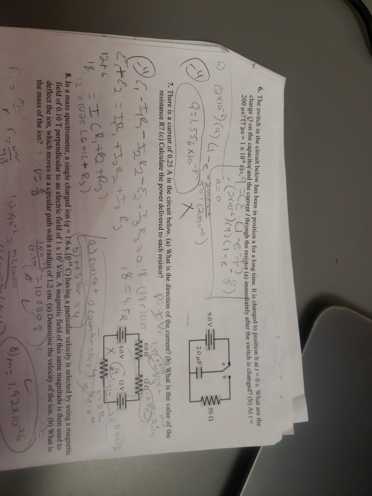 Solved 6 The Switch In The Circuit Below Has Been In Pos Chegg Com