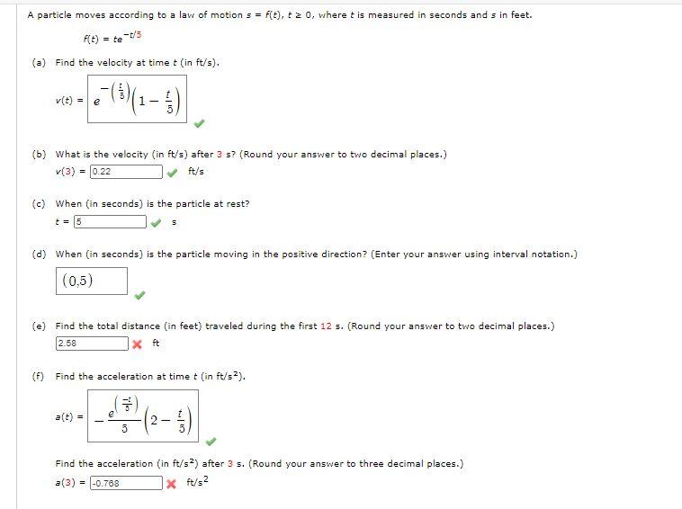 Solved When is the particle speeding up? (Enter your answer | Chegg.com