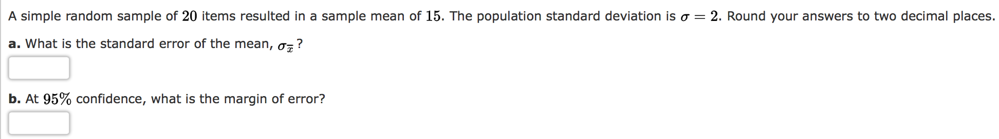 Solved A simple random sample of 20 items resulted in a | Chegg.com