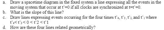 Solved a. Draw a spacetime diagram in the fixed system a | Chegg.com