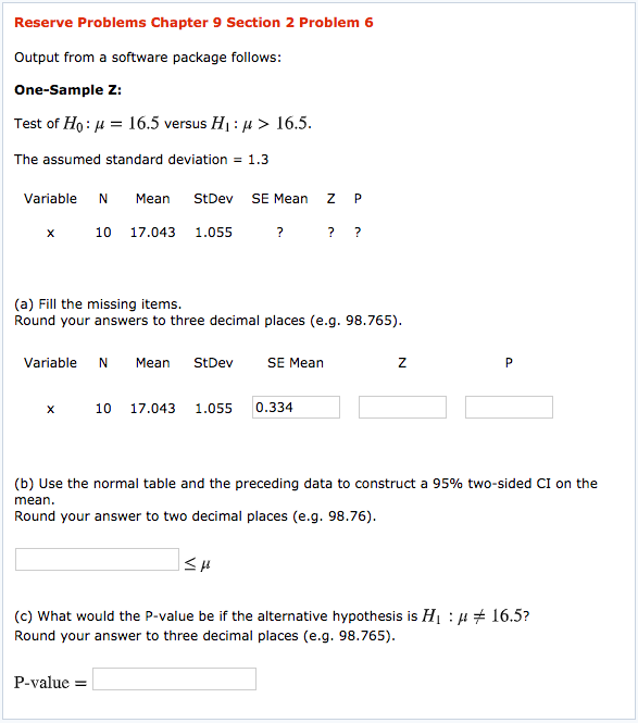Solved Reserve Problems Chapter 9 Section 2 Problem 6 Output | Chegg.com