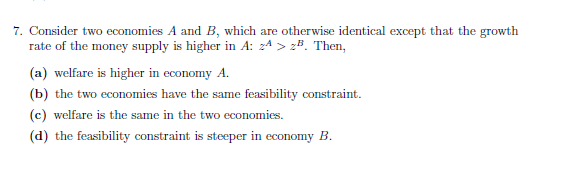 Solved 7. Consider Two Economies A And B, Which Are | Chegg.com