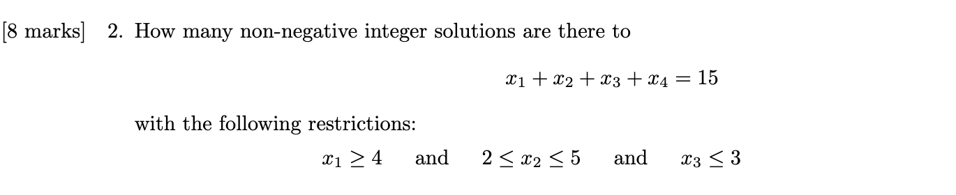 Solved Arks] 2. How Many Non-negative Integer Solutions Are 