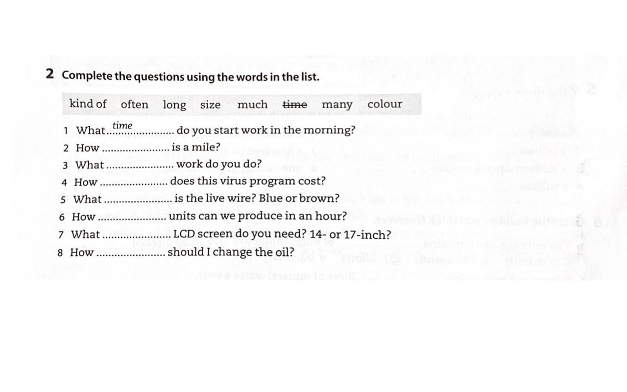 Solved 2 Complete The Questions Using The Words In The List Chegg Com