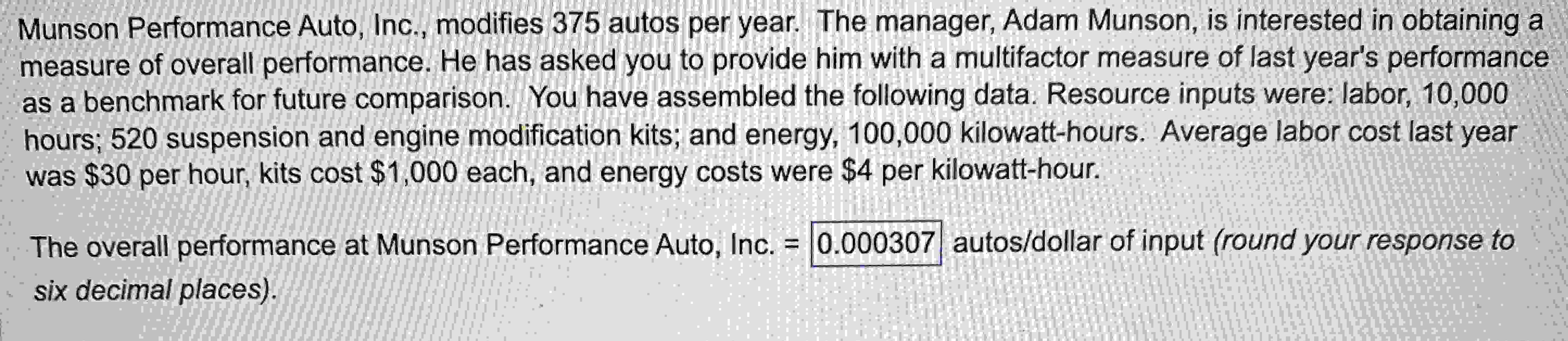 Solved Munson Performance Auto, Inc., modifies 375 ﻿autos