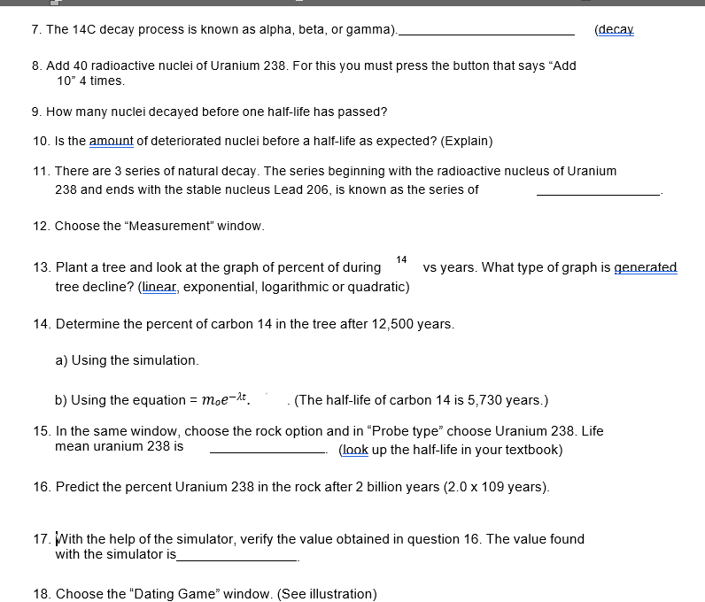 Solved Experience Radioactive Dating Procedure 1. Open the