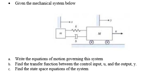 Solved Given the mechanical system below a. b. c. Write the | Chegg.com
