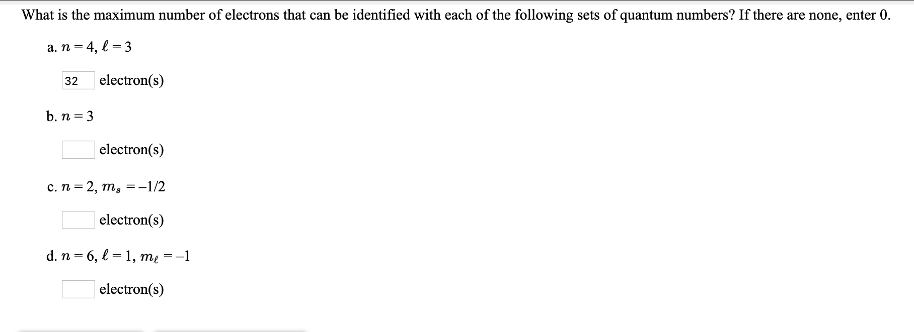 Solved What is the maximum number of electrons that can be | Chegg.com