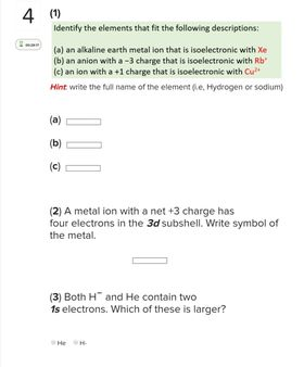 Solved 4 (1) Identify the elements that fit the following | Chegg.com