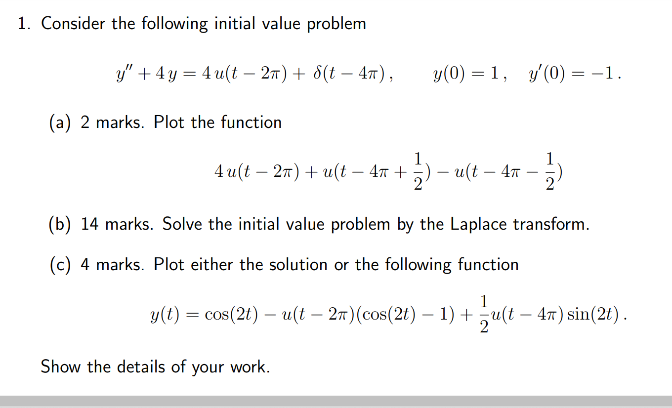 Solved 1 Consider The Following Initial Value Problem