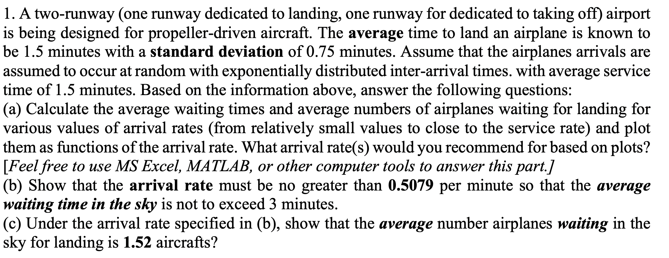 Solved 1. A Two-runway (one Runway Dedicated To Landing, One | Chegg.com