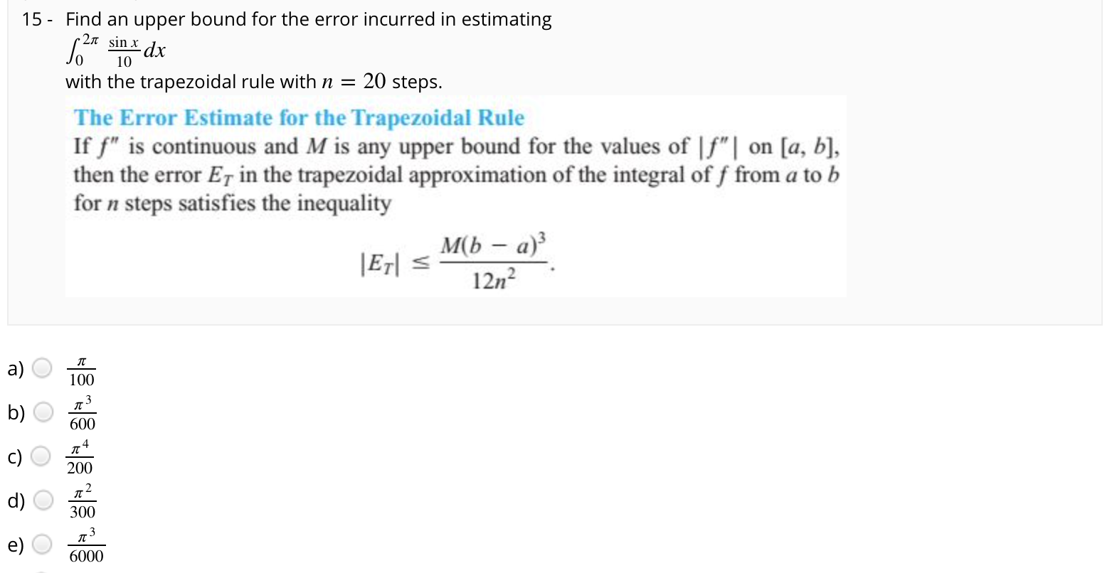 Solved 15 - Find an upper bound for the error incurred in | Chegg.com