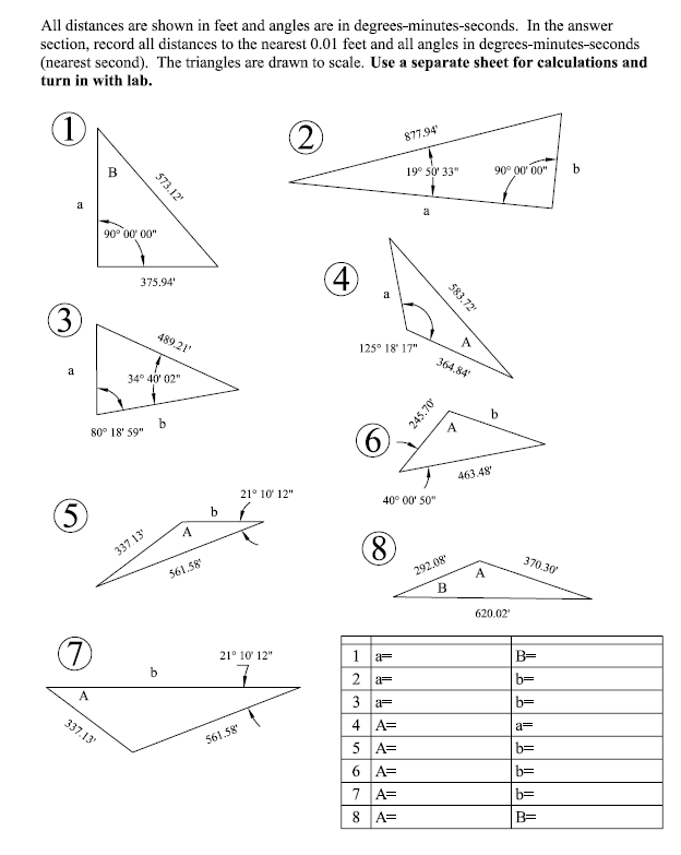 Solved All distances are shown in feet and angles are in | Chegg.com