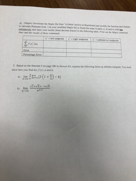 Solved I need help on this calculus 1 worksheet. I know it’s | Chegg.com
