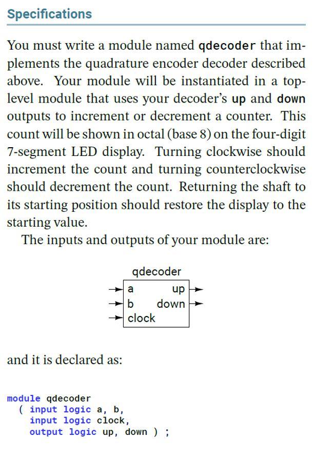 Solved Write Verilog code for rotary encoder, 4-digit 7 | Chegg.com