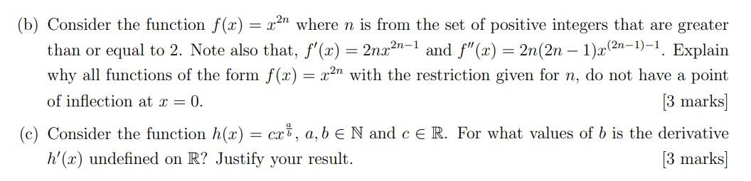 Solved (b) Consider the function f(x)=x2n where n is from | Chegg.com