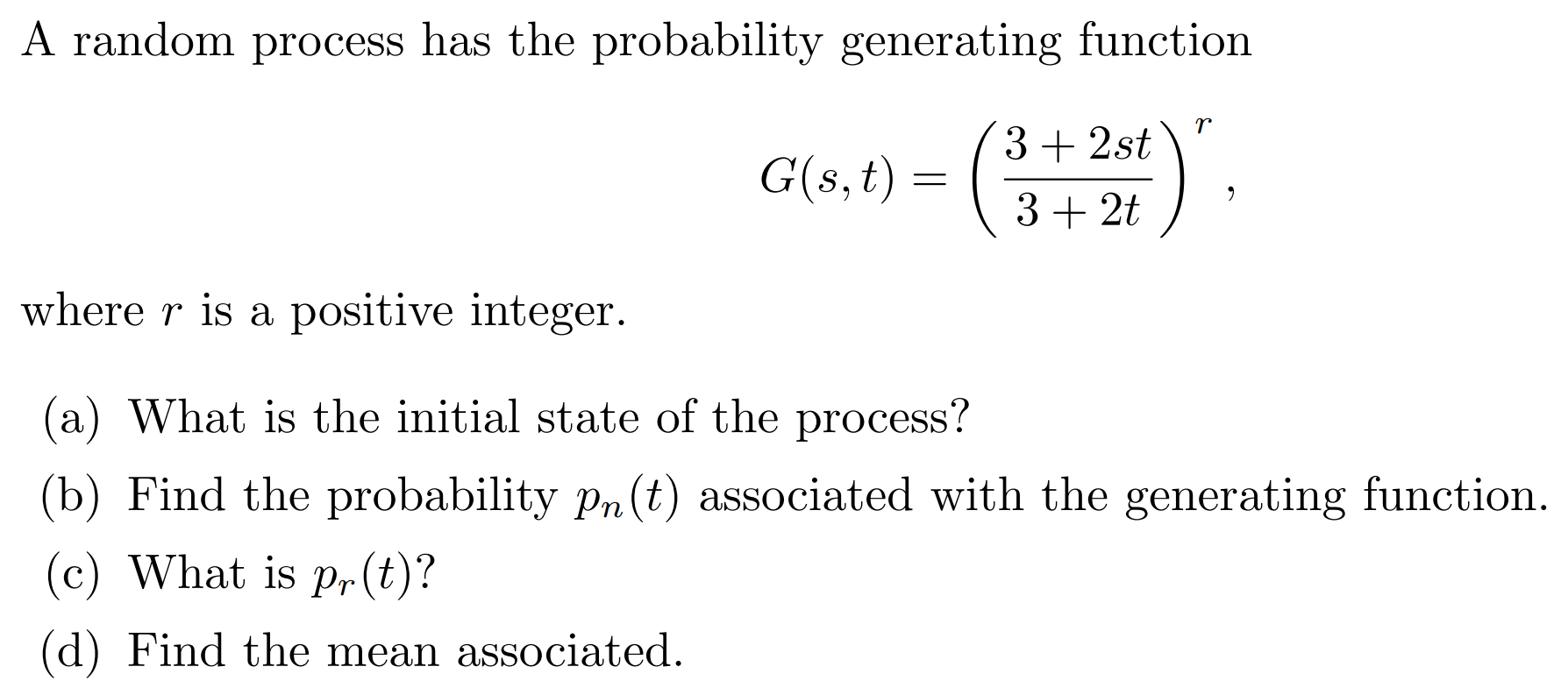 Solved A random process has the probability generating | Chegg.com