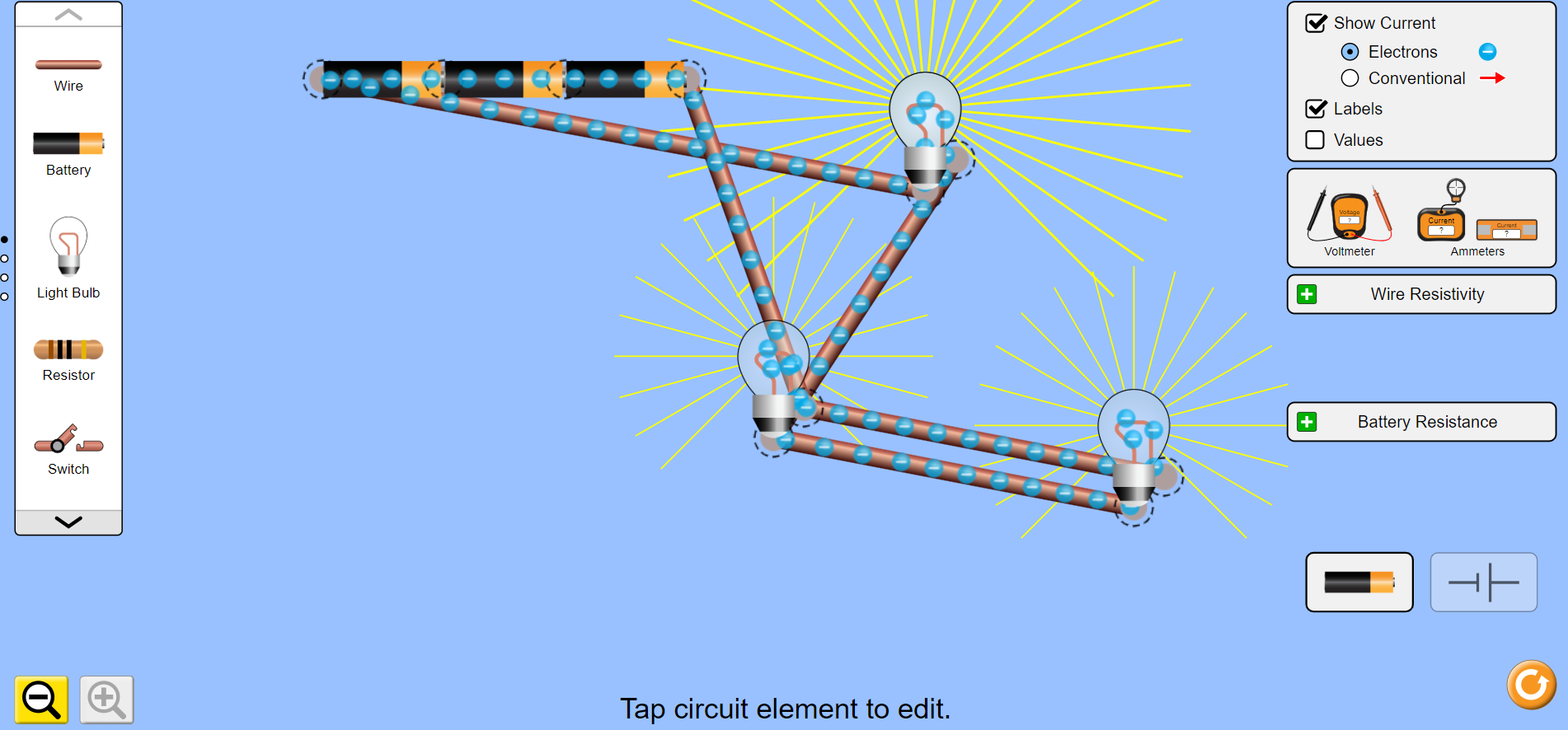 Solved Wire ♡ Show Current O Electrons O Conventional Labels | Chegg.com